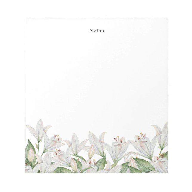Bloc-note Aquarelle Lily Fleurs de printemps blanc Personnal (Devant)