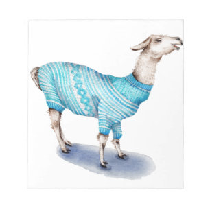 Bloc-note Aquarelle Llama en bleu Sweat