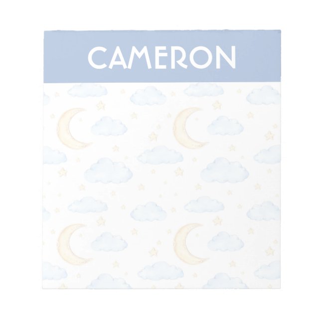 Bloc-note Aquarelle Lune étoiles et nuages Motif (Devant)