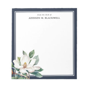 Bloc-note Aquarelle Magnolia Bleu Marine Du Bureau De