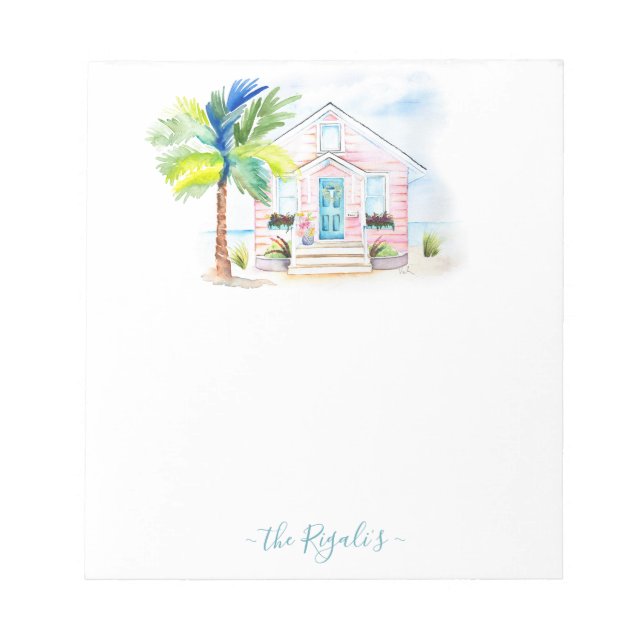 Bloc-note Aquarelle mignonne Pink Beach House Notes Pads (Devant)