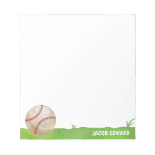 Bloc-note Aquarelle moderne Baseball Sport Gris Amusement En