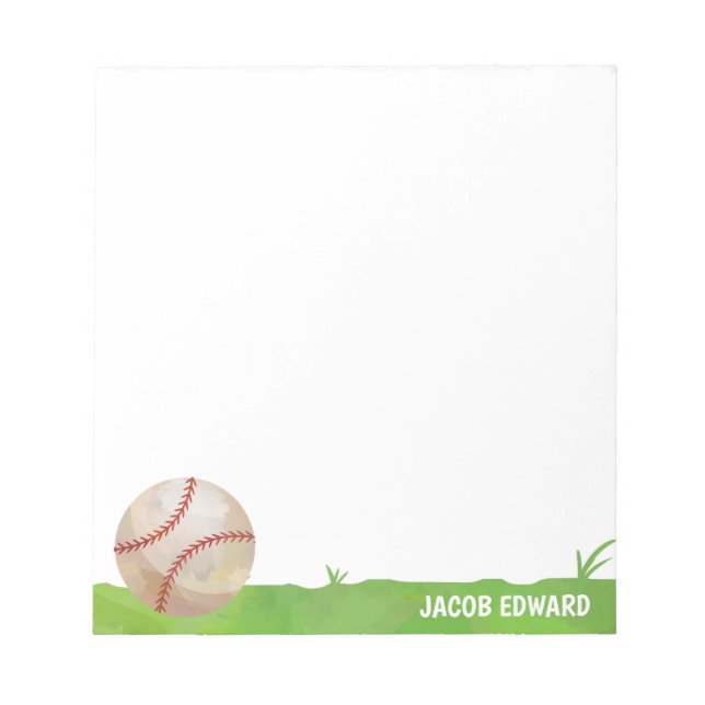 Bloc-note Aquarelle moderne Baseball Sport Gris Amusement En (Devant)