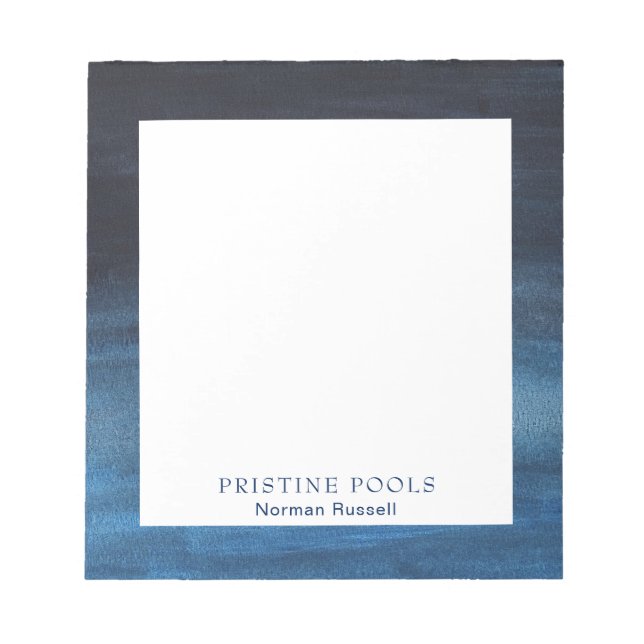 Bloc-note Aquarelle moderne Business Marine Blue (Devant)