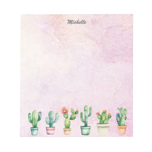 Bloc-note Aquarelle moderne Cactus Cactus Désert Succulent (Devant)