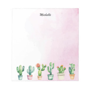 Bloc-note Aquarelle moderne Cactus Cactus Désert Succulent