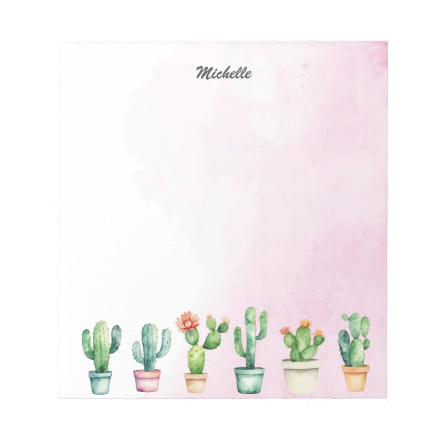 Bloc-note Aquarelle moderne Cactus Cactus Désert Succulent (Devant)