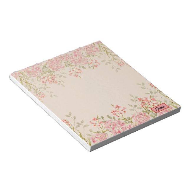 Bloc-note Aquarelle moderne fleurs colorées & personnaliser (Incliné)