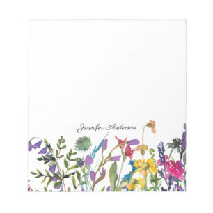 Bloc-note Aquarelle moderne Fleurs sauvages floraux Personna