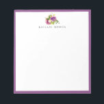Bloc-note Aquarelle moderne Floral Cassis Purple Frame<br><div class="desc">Moderne et élégant aquarelle bouquet floral violet design style avec bordure violet cassis,  personnalisé avec nom,  bloc-notes. Le style et la couleur de la police de texte peuvent être customisés.</div>