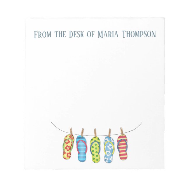 Bloc-note Aquarelle moderne mignonne tongs été (Devant)