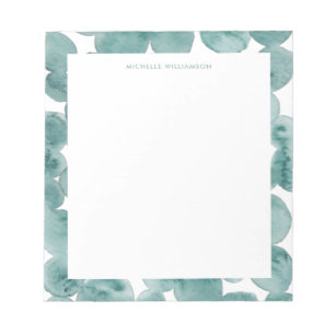 Bloc-note Aquarelle moderne Vert Mousse de mer Turquoise