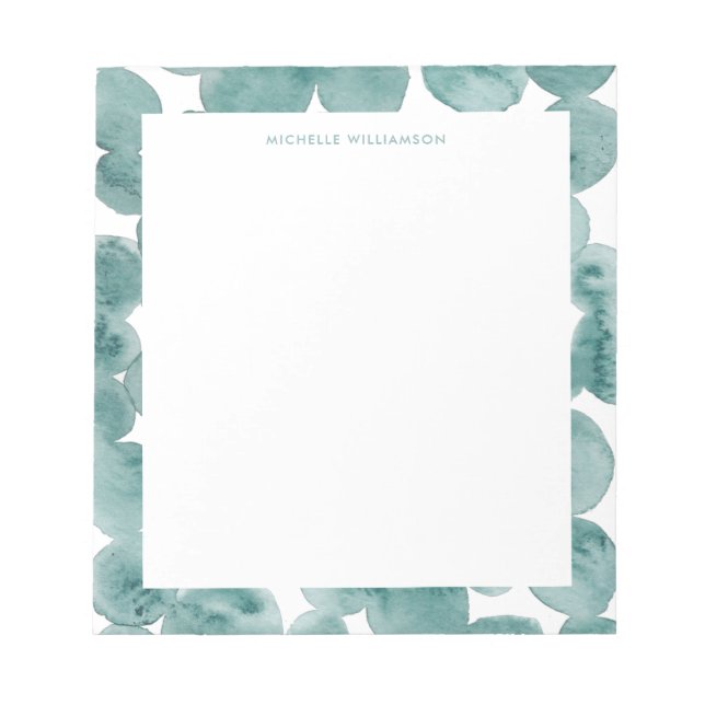 Bloc-note Aquarelle moderne Vert Mousse de mer Turquoise (Devant)