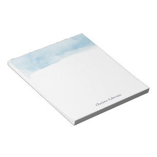 Bloc-note Aquarelle Nom bleu Ombre Script Minimaliste