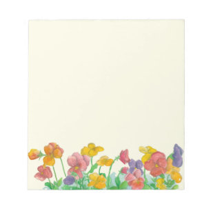 Bloc-note Aquarelle Pansy Fleurs Arc-en-ciel Couleurs
