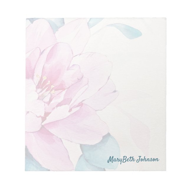 Bloc-note Aquarelle Pastel Pink Peony, Floral Féminin (Devant)