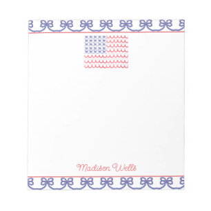 Bloc-note Aquarelle Patriotique Bow American Drapeau