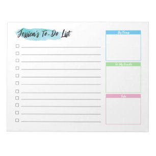Bloc-note Aquarelle personnalisée Liste des tâches