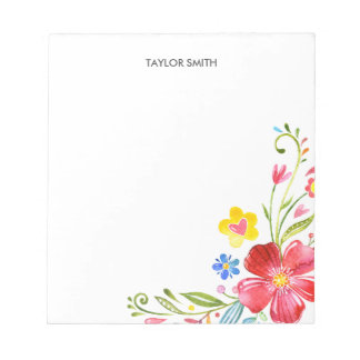 Bloc-note Aquarelle personnalisée mignonne Floral coloré