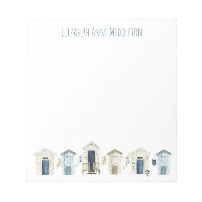 Bloc-note Aquarelle Plage Côtière Cabines Personnalisées (Devant)