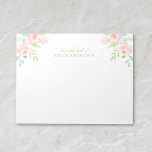 Bloc-note Aquarelle Pony rose Floral du bureau de<br><div class="desc">Bloc-notes conçu sur mesure avec élégante pivoine d'aquarelle rose avec nom personnalisé.</div>