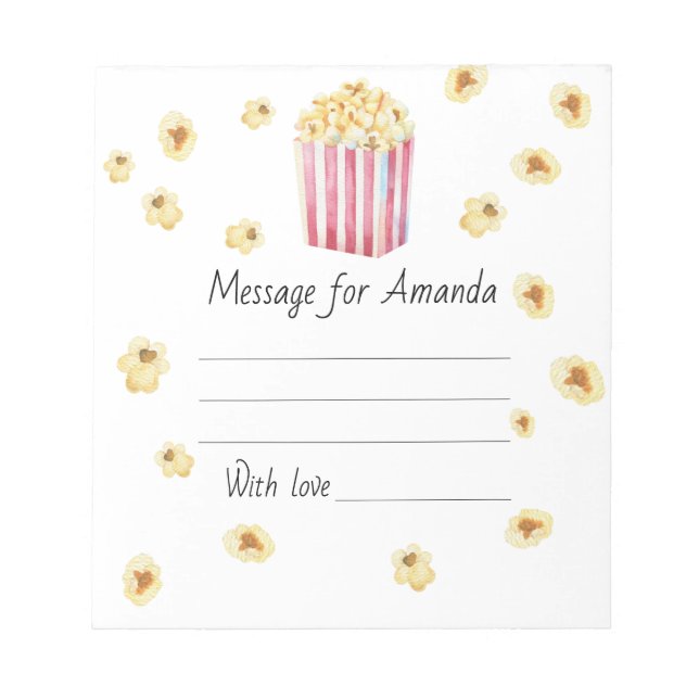 Bloc-note Aquarelle pop-corn message de capsule temporelle d (Devant)