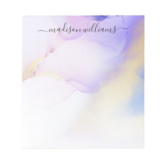 Bloc-note Aquarelle Purple Gold Luxury Abstrait Nom personna (Devant)