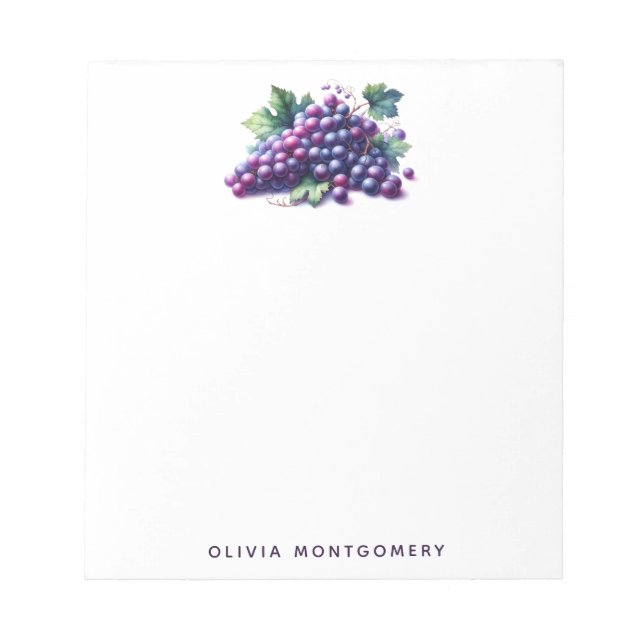 Bloc-note Aquarelle Purple Grape Bund Nom personnalisé (Devant)