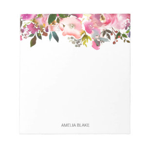 Bloc-note Aquarelle Ressort Floral Personnalisé