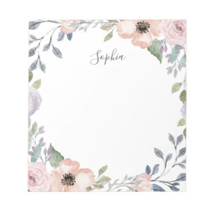 Bloc-note Aquarelle rose et blanc assez tendance Floral