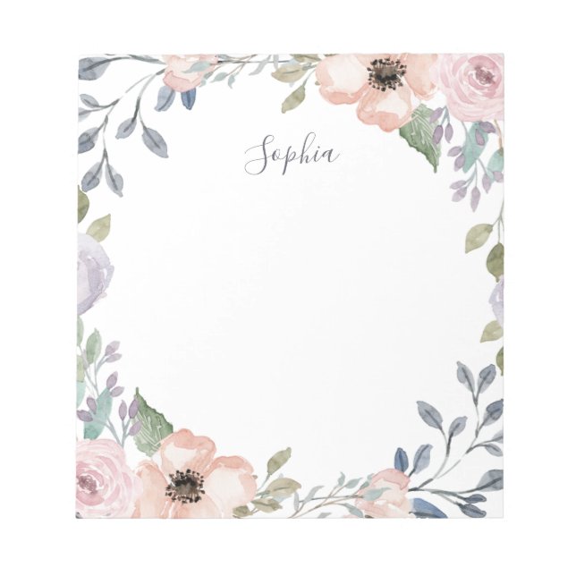 Bloc-note Aquarelle rose et blanc assez tendance Floral (Devant)
