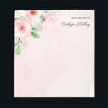Bloc-note Aquarelle rose et or Floral, du bureau de<br><div class="desc">Ce joli bloc-notes comporte de belles fleurs d'aquarelle et votre personnalisation. Utilisez le formulaire modèle pour ajouter votre texte.</div>