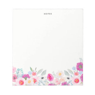 Bloc-note Aquarelle rose et pourpre Anémones Garland Floral
