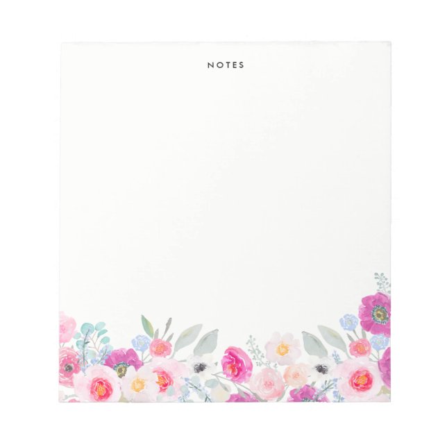 Bloc-note Aquarelle rose et pourpre Anémones Garland Floral (Devant)