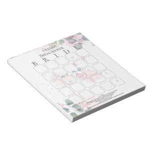 Bloc-note Aquarelle rose et vert Eucalyptus Bingo de la mari