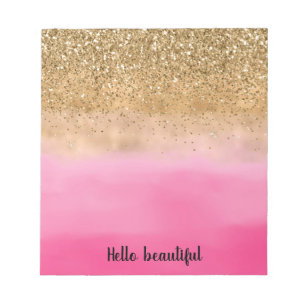 Bloc-note Aquarelle rose fille Parties scintillant or Glitz 
