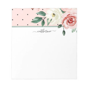 Bloc-note Aquarelle rose Fleurs de pays, Personnalisé