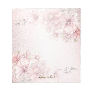 Bloc-note Aquarelle rose Fleurs Parties scintillant brillant