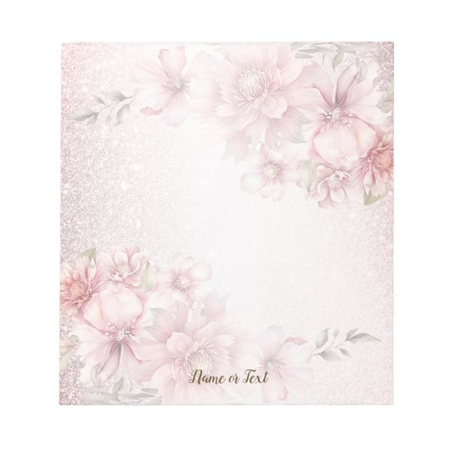 Bloc-note Aquarelle rose Fleurs Parties scintillant brillant (Devant)
