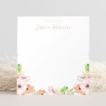 Bloc-note Aquarelle rose Floral Boho Personnalisé<br><div class="desc">Créez votre propre bloc-notes floral couleur rose personnalisée avec votre nom personnalisé.</div>