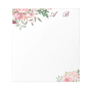 Bloc-note Aquarelle rose florale