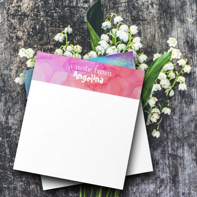 Bloc-note Aquarelle rose fuchsia éclaboussure lettre blanche (Créateur téléchargé)