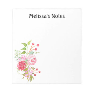 Bloc-note Aquarelle rose mélange floral   Personnaliser