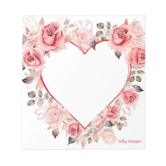 Bloc-note Aquarelle rose mignonne pour la Saint-Valentin