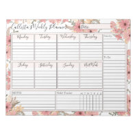 Aquarelle rose or Floral Planificateur personnalis