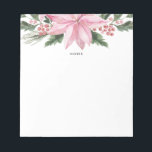 Bloc-note Aquarelle rose Poinsettia et Hollies Garland<br><div class="desc">Bloc-notes floral à thème de Noël avec des illustrations d'aquarelle de poinsettia roses,  de baies et de houx. Ce bloc-notes poinsettia rose sera parfait comme cadeau personnalisé. Personnalisez en ajoutant un nom ou une courte phrase.</div>