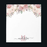 Bloc-note Aquarelle Rose poussiéreuse Fleur florale Monogram<br><div class="desc">Cette conception peut être personnalisée dans la zone fournie en modifiant la photo et/ou le texte. Vous pouvez également le customiser en cliquant sur Personnaliser ce Modèle, puis en choisissant l'option cliquer pour customiser et supprimer ou modifier la couleur de l'arrière - plan, ajouter du texte, modifier la couleur ou...</div>
