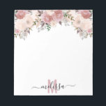 Bloc-note Aquarelle Rose poussiéreuse Fleur florale Monogram<br><div class="desc">Cette conception peut être personnalisée dans la zone fournie en modifiant la photo et/ou le texte. Vous pouvez également le customiser en cliquant sur Personnaliser ce Modèle, puis en choisissant l'option cliquer pour customiser et supprimer ou modifier la couleur de l'arrière - plan, ajouter du texte, modifier la couleur ou...</div>