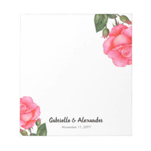 Bloc-note Aquarelle rose rose rose Mariage d'illustration