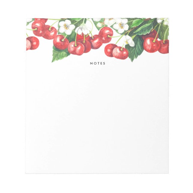 Bloc-note Aquarelle Rouge Cerises Branches Garland (Devant)